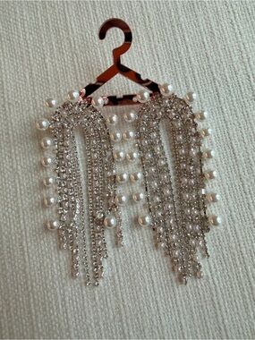 Feed Me Gems Pearl & Crystal Cascade Drop Earrings - White